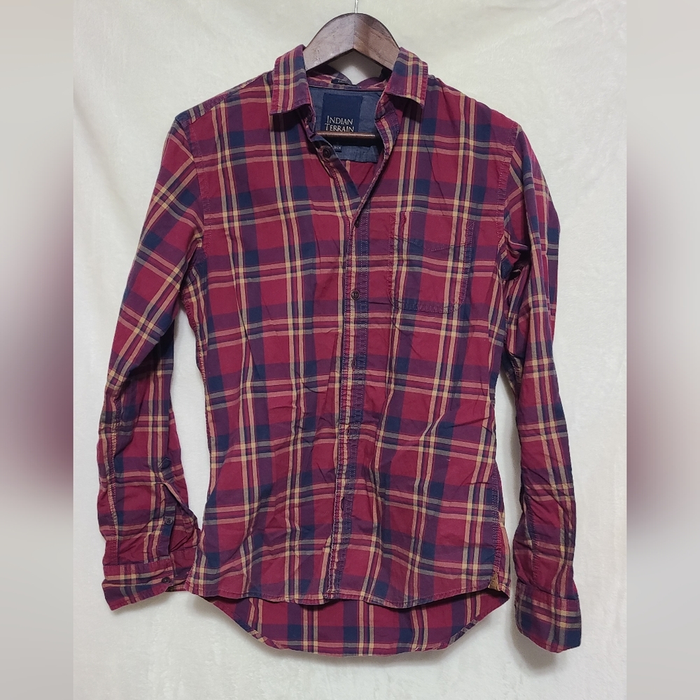 Indian Terrain Men's Plaid Button Down Shirt Size S